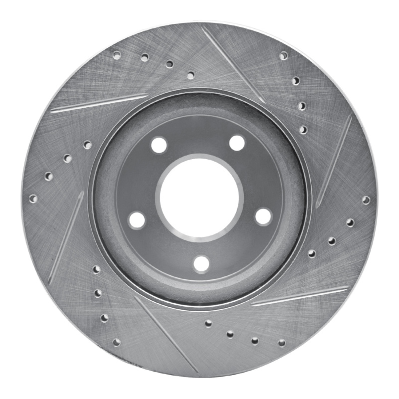 Nissan Altima Brake Rotor (1) - Front Left - R1 Concepts - Drilled & Slotted - Silver - `13-`25